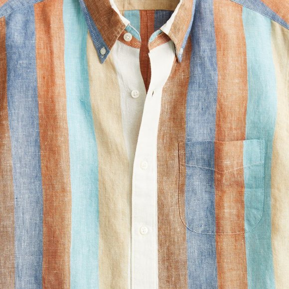NWT J Crew 100% Linen Baird McNutt Classic Fit Short Sleeve Vertical Stripe - Picture 2 of 3